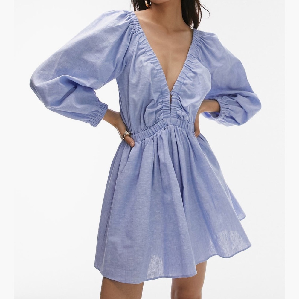 Topshop Long Sleeve Linen & Cotten Romper